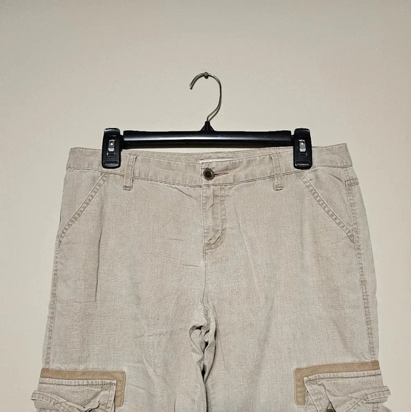 Tommy Jeans Linen Blend Cargo Pants Women's Juniors Size 9 Tan Convertible - Picture 4 of 11